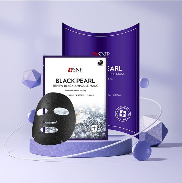 SNP Black Pearl Renew Black Ampoule Mask 1pc – Nourishing & Brightening Ampoule Mask for Radiant, Revitalized Skin*1pc - Korean Beauty KR