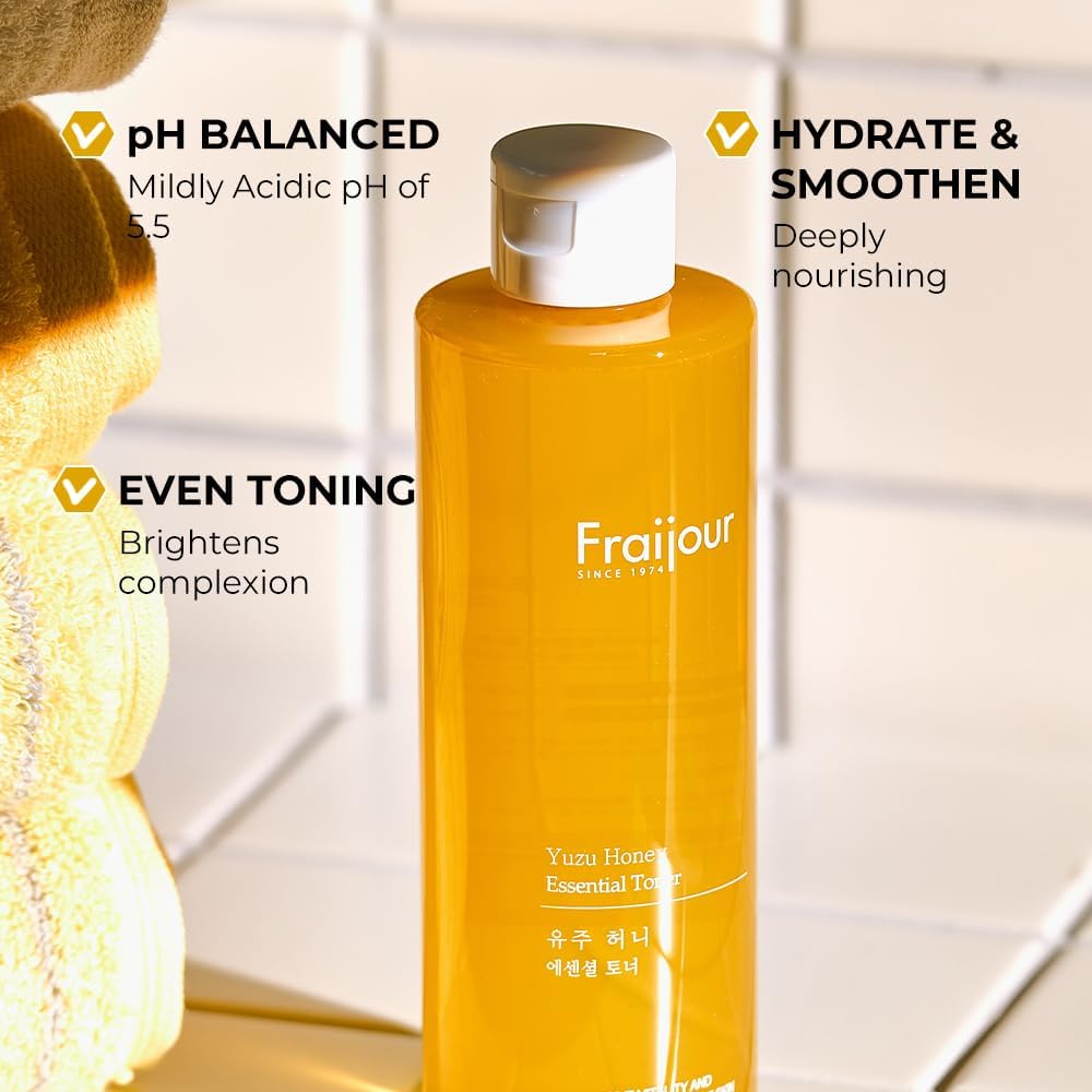 Fraijour Yuzu Honey Essential Toner 250ml – Hydrating & Brightening Toner for Smooth, Glowing Skin - Korean Beauty KR