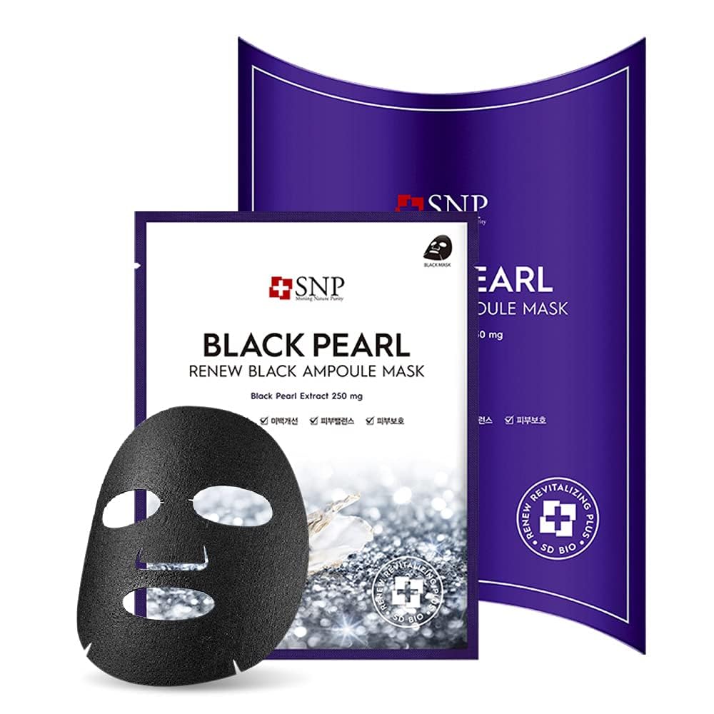 SNP Black Pearl Renew Black Ampoule Mask 1pc – Nourishing & Brightening Ampoule Mask for Radiant, Revitalized Skin*1pc - Korean Beauty KR