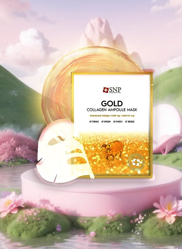 SNP Gold Collagen Ampoule Mask 25ml*1ea – Anti - Aging & Hydrating Mask for Firm, Radiant Skin*1ea - Korean Beauty KR