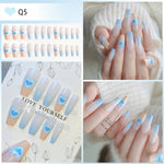 Colorful Press on Nails Glue on Kit for Women | Nail Glue & Tools Colorful Cute False Nails with Smiley Face & Heart Design, Bright Neon Glitter Nails for Summer Party, Kawaii Nail Art Set with Glue CQ