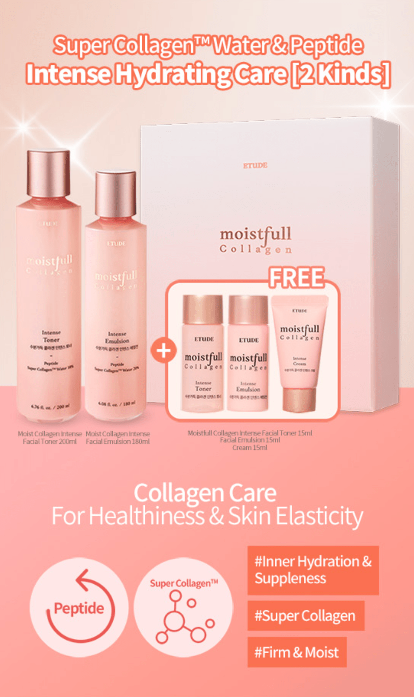 Etude House Moistfull Collagen Intense Skin Care Set – Hydrating & Firming Skincare Set for Smooth, Youthful Skin - Korean Beauty KR