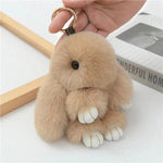 Cute Rabbit Bag Charm, Fluffy Hanging Plush, Adorable Laying Rabbit Keychain. - Korean Beauty KR