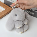 Cute Rabbit Bag Charm, Fluffy Hanging Plush, Adorable Laying Rabbit Keychain. - Korean Beauty KR