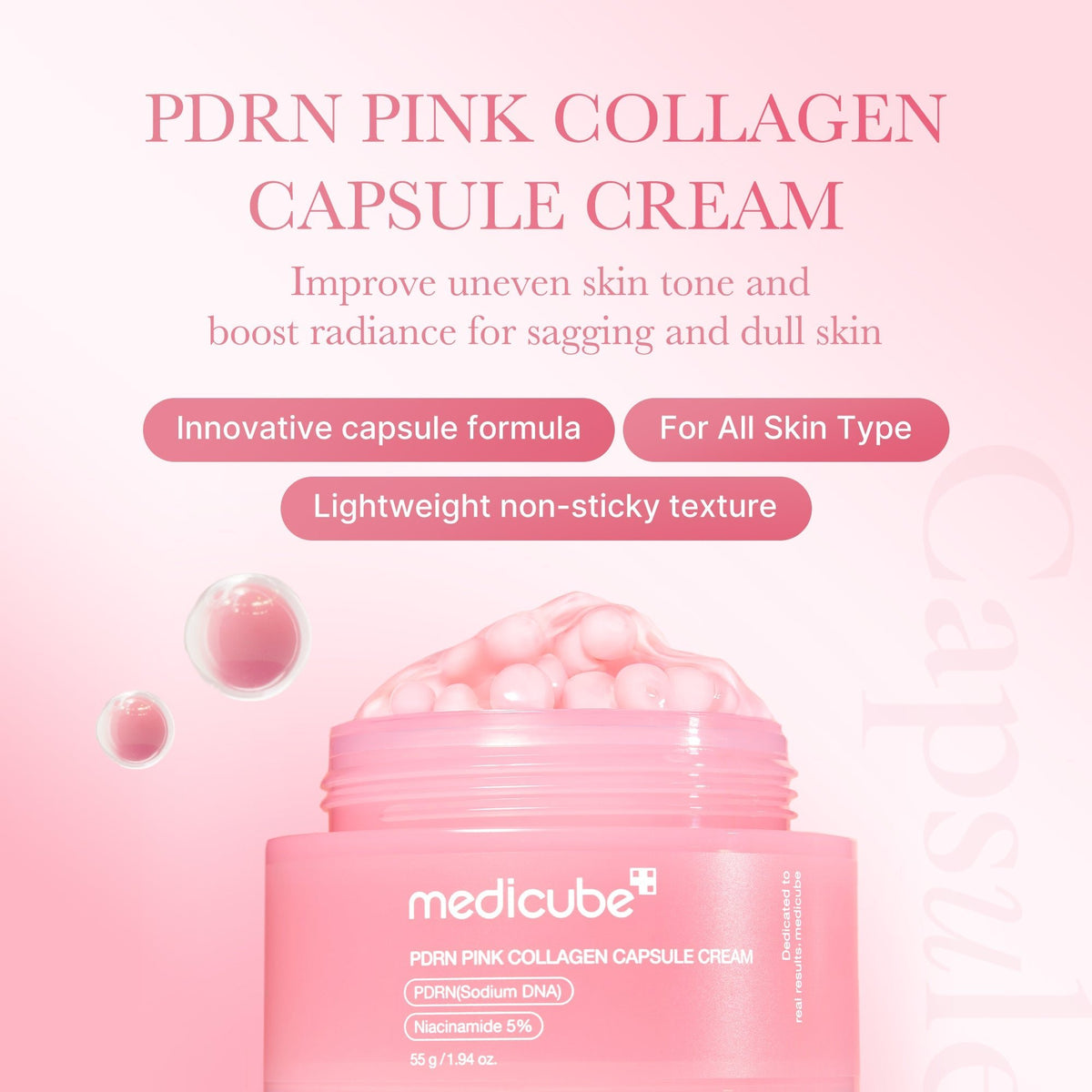 Medicube PDRN Pink Collagen Capsule Cream 55g - Korean Beauty KR