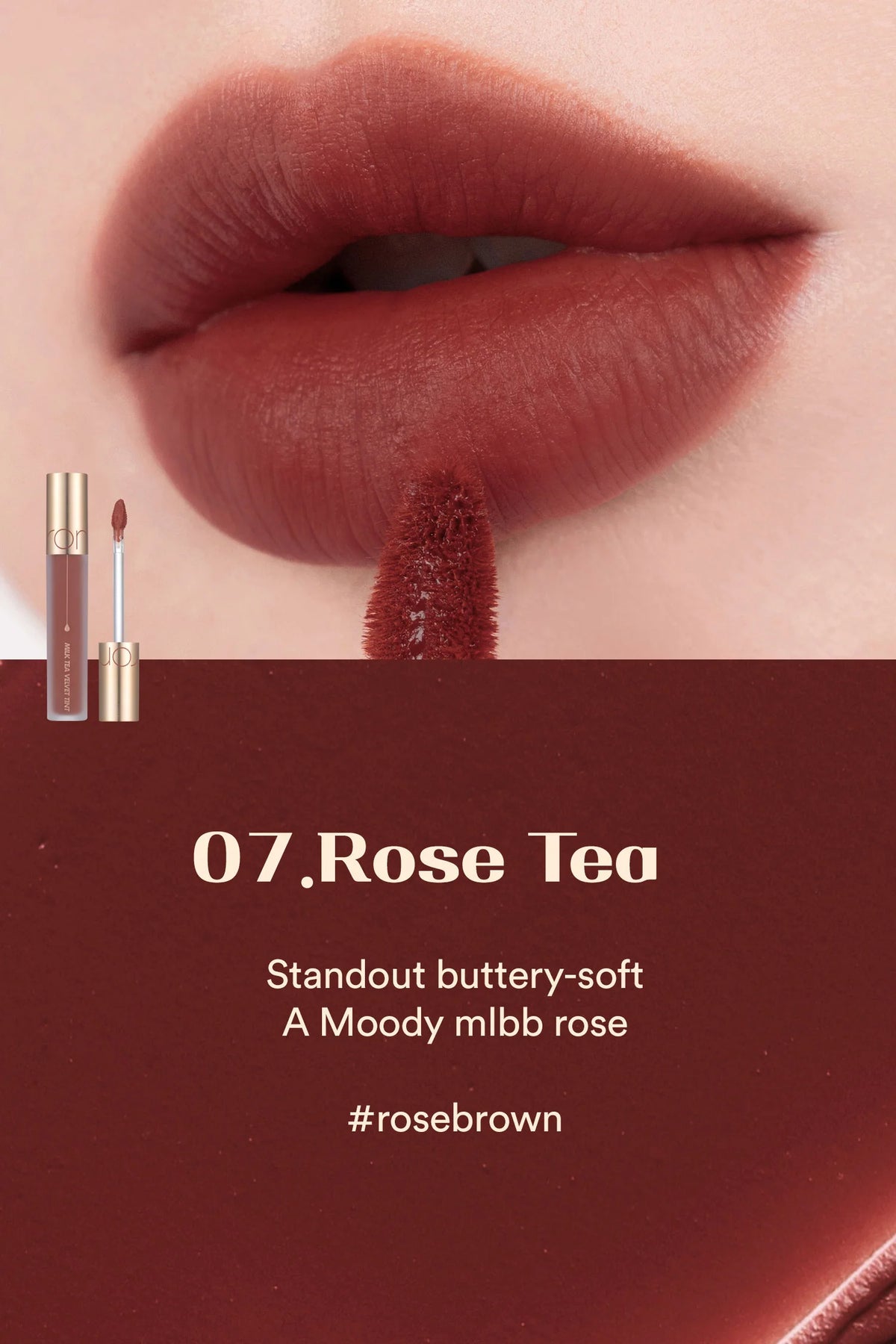 Rom&ND Milk Tea Velvet Tint – Soft Matte Lip Tint for Natural, Flawless Lips - Korean Beauty KR