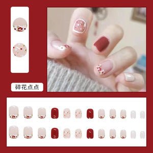 Red Press - On Nails | Glue On Nails for Women Gift | Nail Kit with Glue - Korean Beauty KR