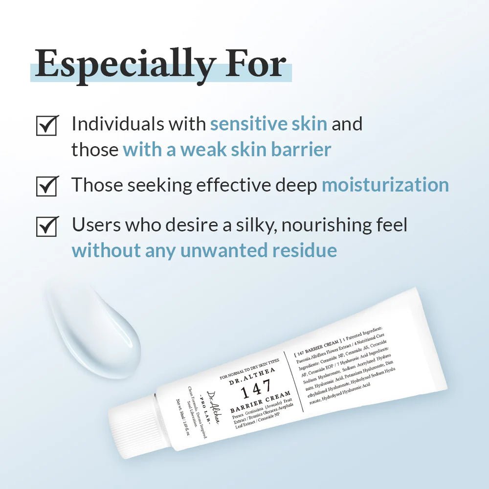 Dr. Althea 147 Skin Barrier Repair Cream – Intensive Moisturizer for Sensitive & Dry Skin - Korean Beauty KR