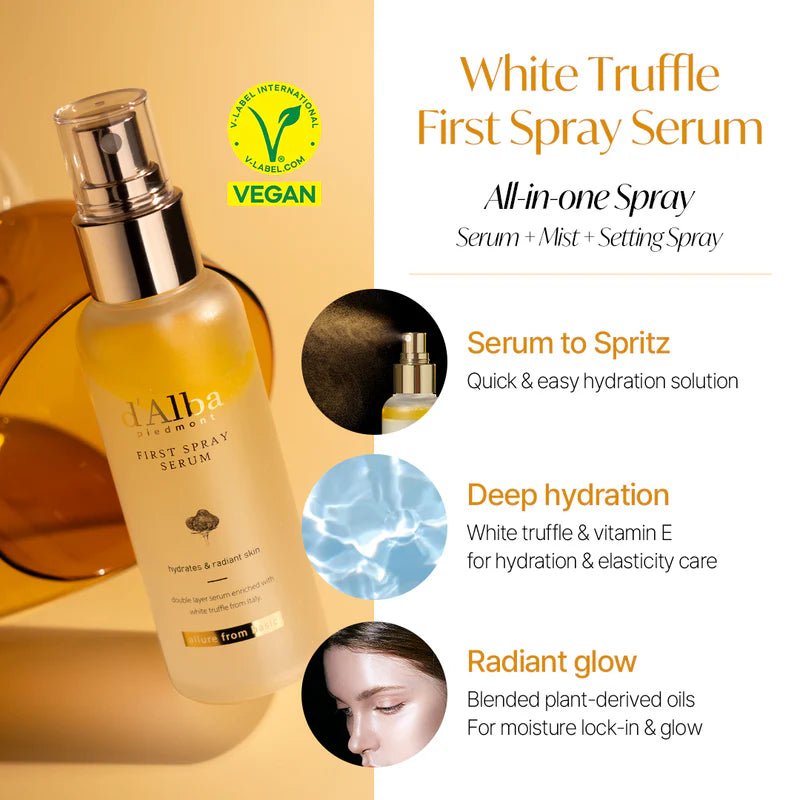 d'Alba White Truffle First Aromatic Spray Serum – Hydrating & Refreshing Serum for Glowing, Soft Skin - Korean Beauty KR