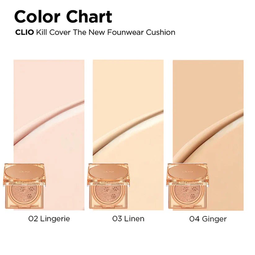 CLIO Kill Cover The New Founwear Cushion SPF50+ PA+++ (Koshort in Seoul Limited) – Limited Edition Full Coverage Cushion with High Sun Protection for Flawless Skin - Korean Beauty KR