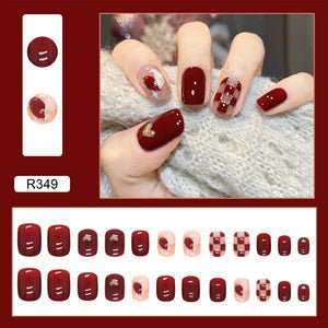 Red Press - On Nails | Glue On Nails for Women Gift | Nail Kit with Glue - Korean Beauty KR