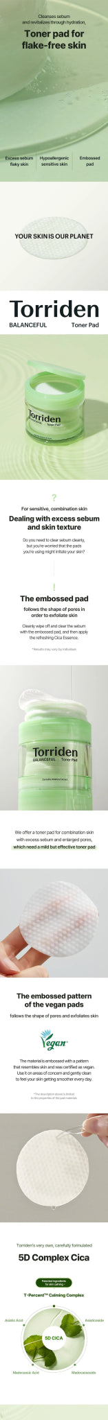 Torriden BALANCEFUL Toner Pad 180ml (60ea) – Hydrating & Balancing Toner Pads for Clear, Smooth Skin - Korean Beauty KR