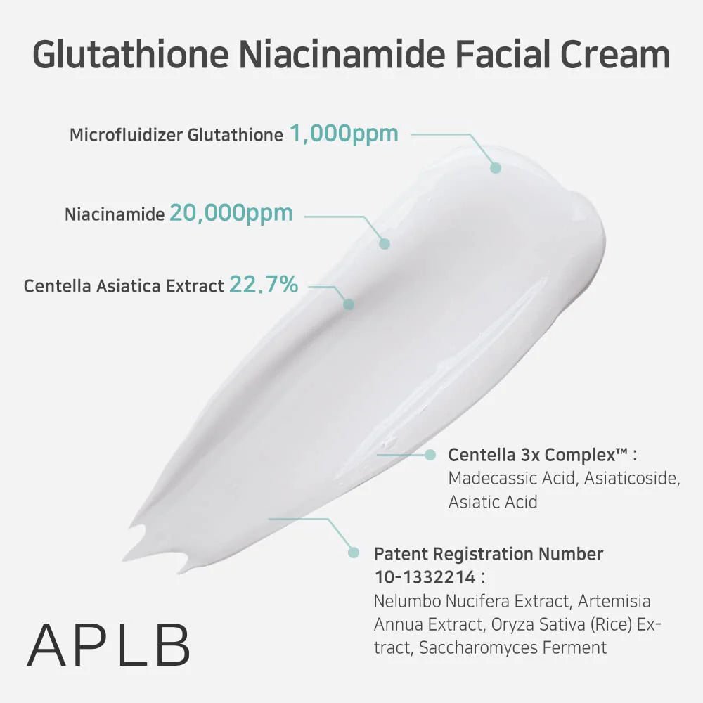 APLB Glutathione Niacinamide Facial Cream 55ml – Brightening & Skin Tone Evenness with Glutathione & Niacinamide - Korean Beauty KR