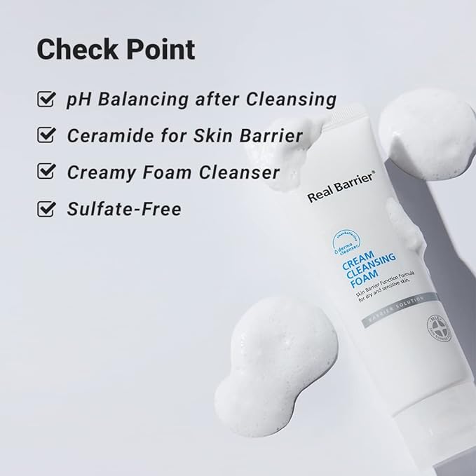 Real Barrier [Renew] Cream Cleansing Foam 220ml – Gentle, Hydrating Cream Foam Cleanser for Smooth, Balanced Skin - Korean Beauty KR