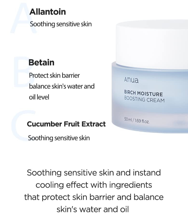 Anua Birch 70 Moisture Boosting Cream 50ml – Intense Hydration & Skin Soothing Cream for Soft, Plump Skin - Korean Beauty KR