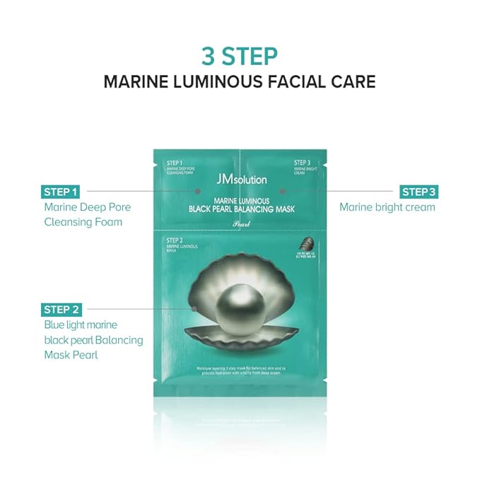 JMSolution Marine Luminous Black Pearl Balancing Mask 1 Sheet – Balancing & Brightening Mask for Radiant, Even Skin*1 sheet - Korean Beauty KR