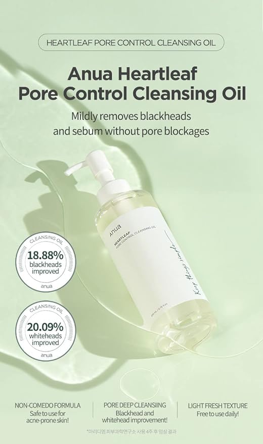 ANUA Heartleaf Pore Control Cleansing Oil 200ml – Deep Cleansing & Pore - Refining Oil for Clear, Balanced Skin - Korean Beauty KR