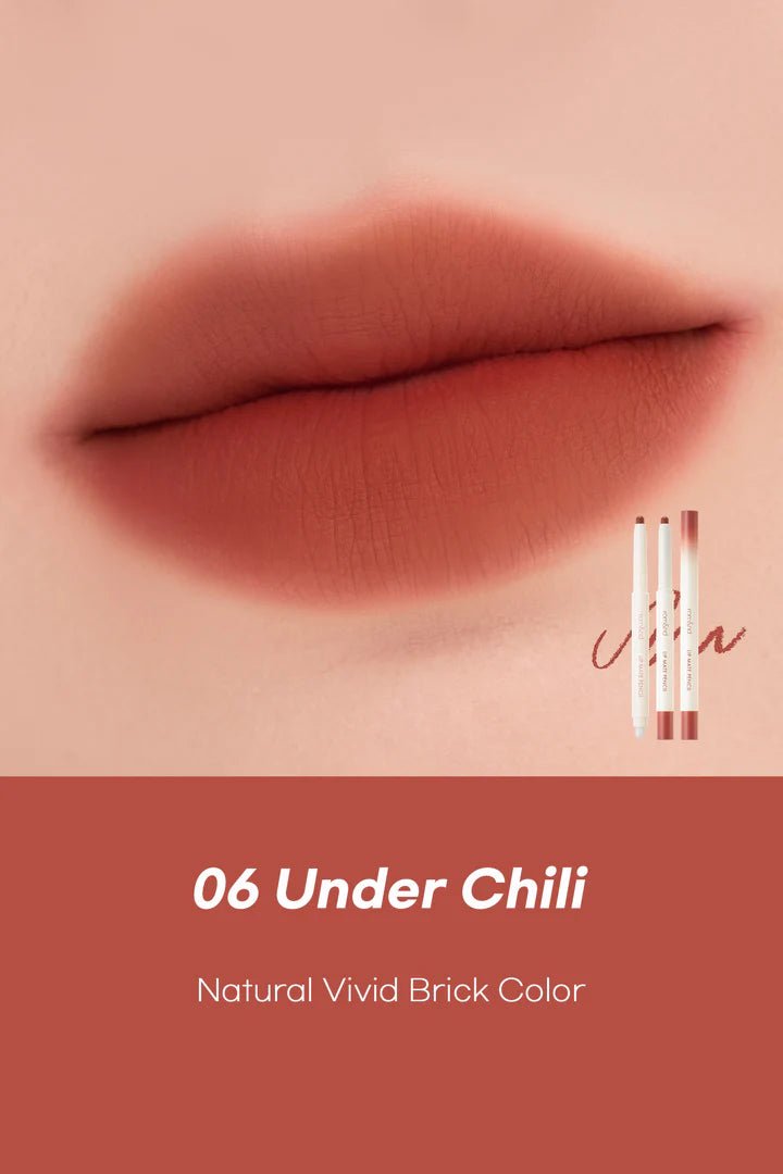 Rom&nd Lip Mate Pencil 06 Under Chili – Creamy, Long - Lasting Lip Liner for Bold, Defined Lips - Korean Beauty KR
