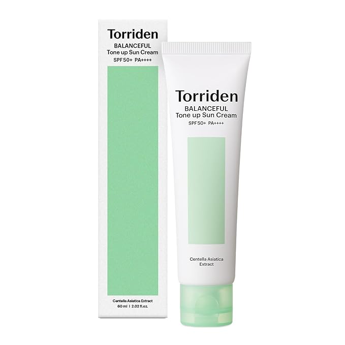Torriden BALANCEFUL Cica Tone - up Sun Cream 60ml – Soothing Sunscreen with Tone - Up Effect for Glowing, Protected Skin - Korean Beauty KR