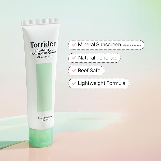 Torriden BALANCEFUL Cica Tone - up Sun Cream 60ml – Soothing Sunscreen with Tone - Up Effect for Glowing, Protected Skin - Korean Beauty KR