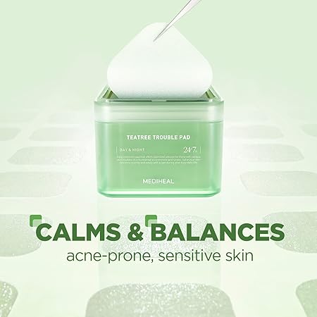 MEDIHEAL Tea Tree Trouble Pads (100) – Soothing & Clarifying Acne Pads for Clear, Blemish - Free Skin - Korean Beauty KR