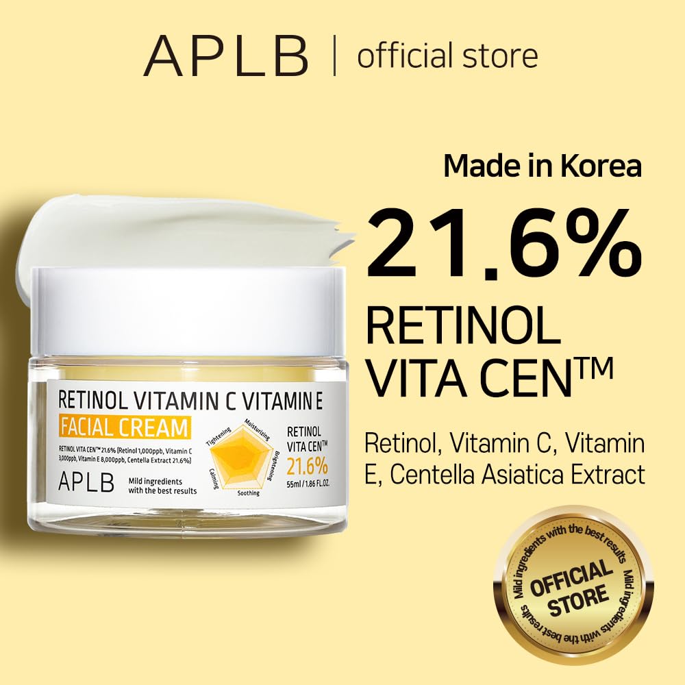 APLB Retinol Vitamin C Vitamin E Facial Cream 55ml – Anti - Aging, Brightening & Nourishing Skincare for Youthful Glow - Korean Beauty KR
