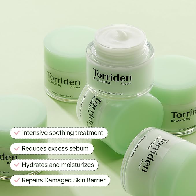 Torriden BALANCEFUL Cica Cream 80ml – Soothing & Moisturizing Cream for Sensitive, Calm Skin" - Korean Beauty KR