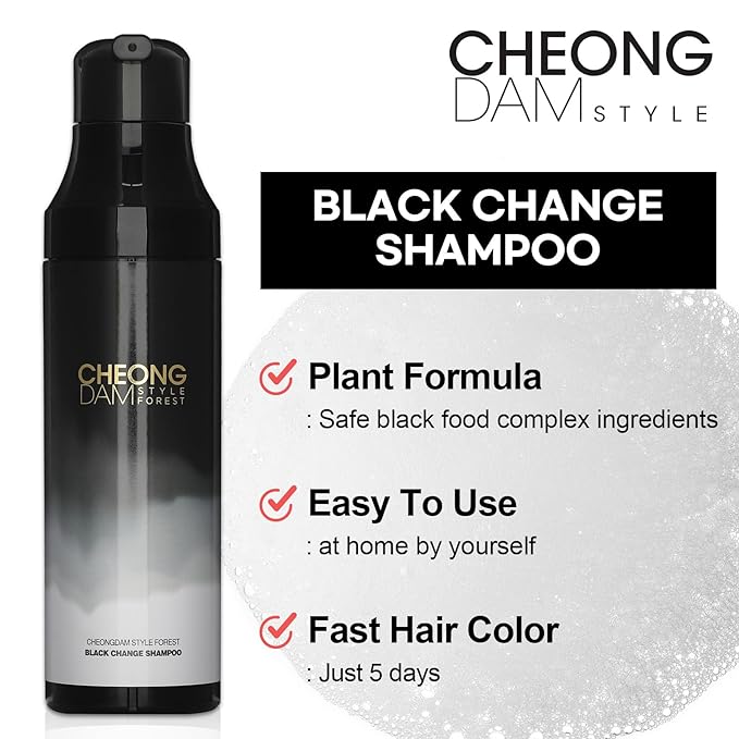 Cheongdam Style Forest Black Change Dying Shampoo – Hair Dye Shampoo for Natural, Darker Color and Healthy Shine - Korean Beauty KR