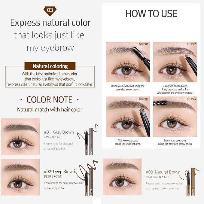 RiRe Diamond Eyebrow – Precision Brow Pencil for Defined, Natural - Looking Brows - Korean Beauty KR