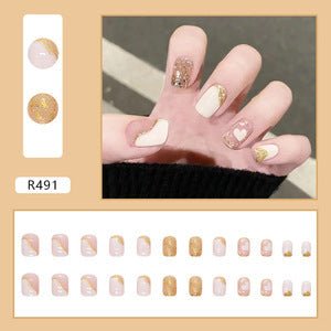 Brown Golden Press - On Nails | Glue On Nails for Women Gift | Nail Kit with Glue - Korean Beauty KR