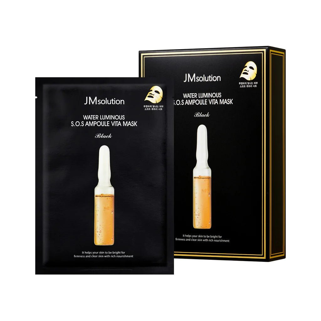 JMSolution Water Luminous S.O.S Ampoule Vita Mask Black – Hydrating & Brightening Mask for Glowing, Revitalized Skin*1 sheet - Korean Beauty KR