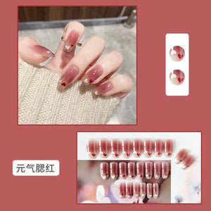Red Press - On Nails | Glue On Nails for Women Gift | Nail Kit with Glue - Korean Beauty KR