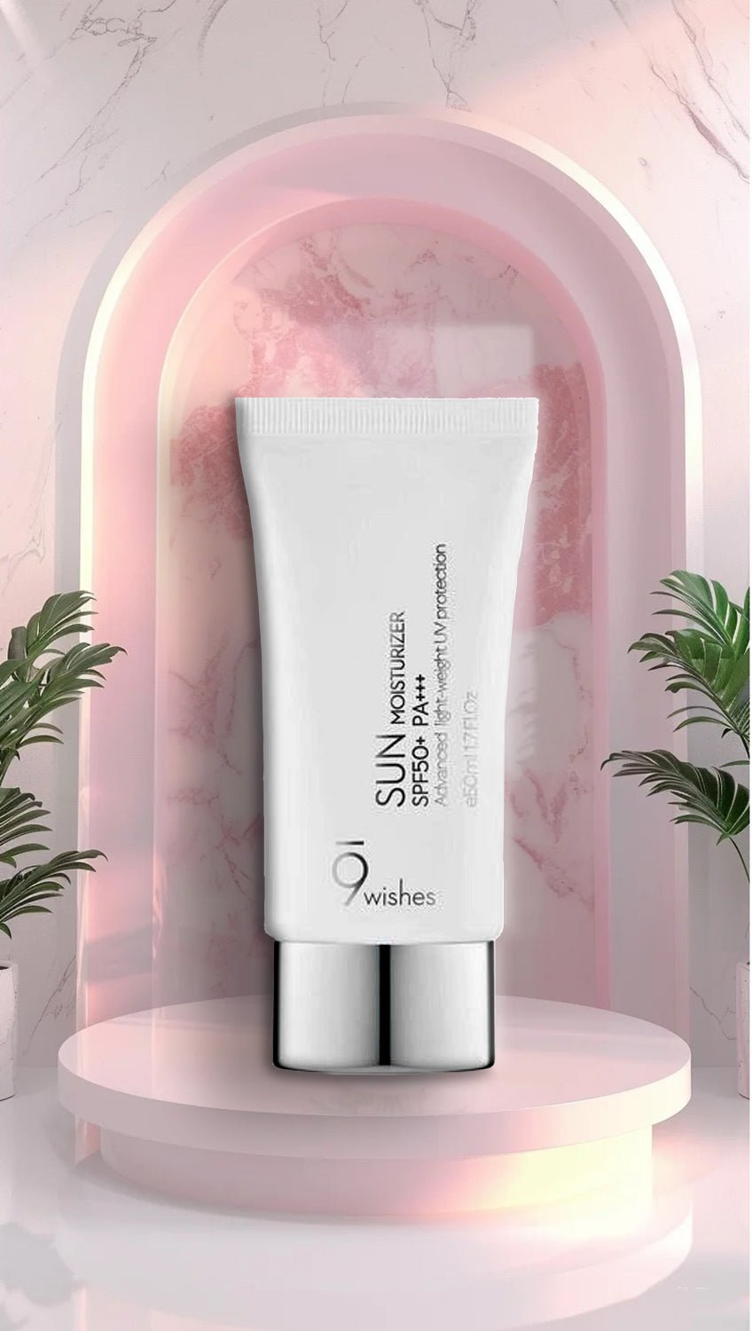 9wishes Sun Moisturizer Facial Sun Cream SPF50+++ – Hydrating Sunscreen with High UV Protection for Smooth, Protected Skin - Korean Beauty KR