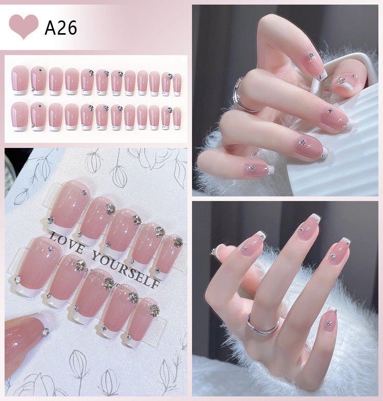 Delicate Press on Nails Glue on Kit for Women | Nail Glue & Tools Short Natural False Nails Kit with Nail Glue, Soft Nude Pink Simple Elegant Nails for Everyday Wear Tips CQ