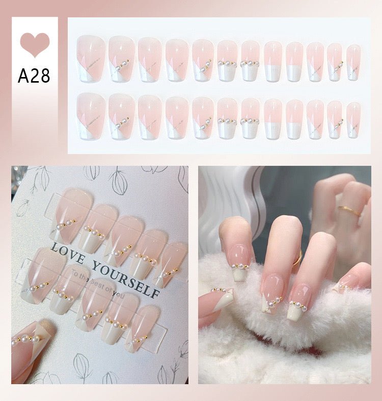 Delicate Press on Nails Glue on Kit for Women | Nail Glue & Tools Short Natural False Nails Kit with Nail Glue, Soft Nude Pink Simple Elegant Nails for Everyday Wear Tips CQ