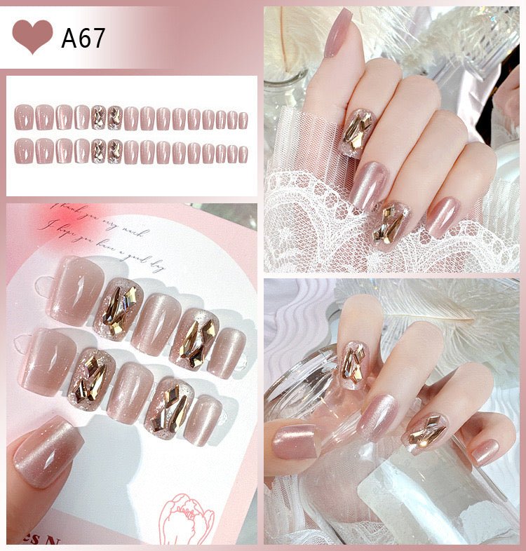 Delicate Press on Nails Glue on Kit for Women | Nail Glue & Tools Short Natural False Nails Kit with Nail Glue, Soft Nude Pink Simple Elegant Nails for Everyday Wear Tips CQ