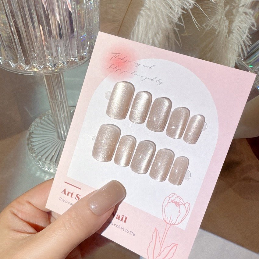 Delicate Press on Nails Glue on Kit for Women | Nail Glue & Tools Short Natural False Nails Kit with Nail Glue, Soft Nude Pink Simple Elegant Nails for Everyday Wear Tips CQ