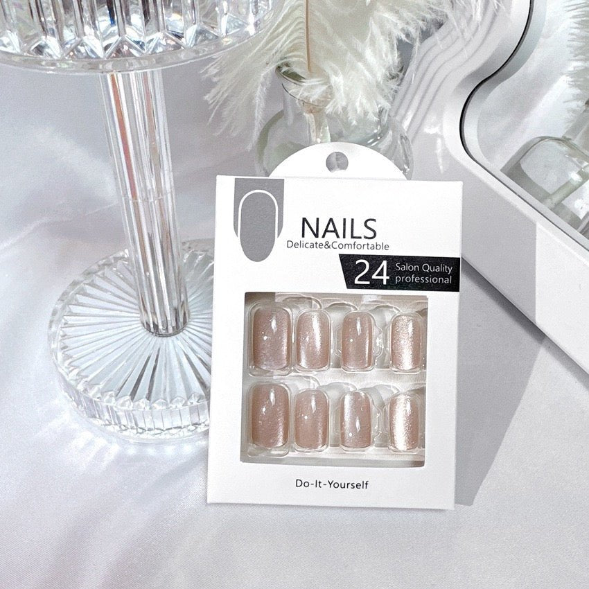 Delicate Press on Nails Glue on Kit for Women | Nail Glue & Tools Short Natural False Nails Kit with Nail Glue, Soft Nude Pink Simple Elegant Nails for Everyday Wear Tips CQ