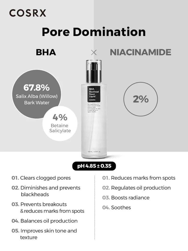 Cosrx BHA Blackhead Power Liquid 100ML – Exfoliating Liquid for Clear, Smooth Skin - Korean Beauty KR