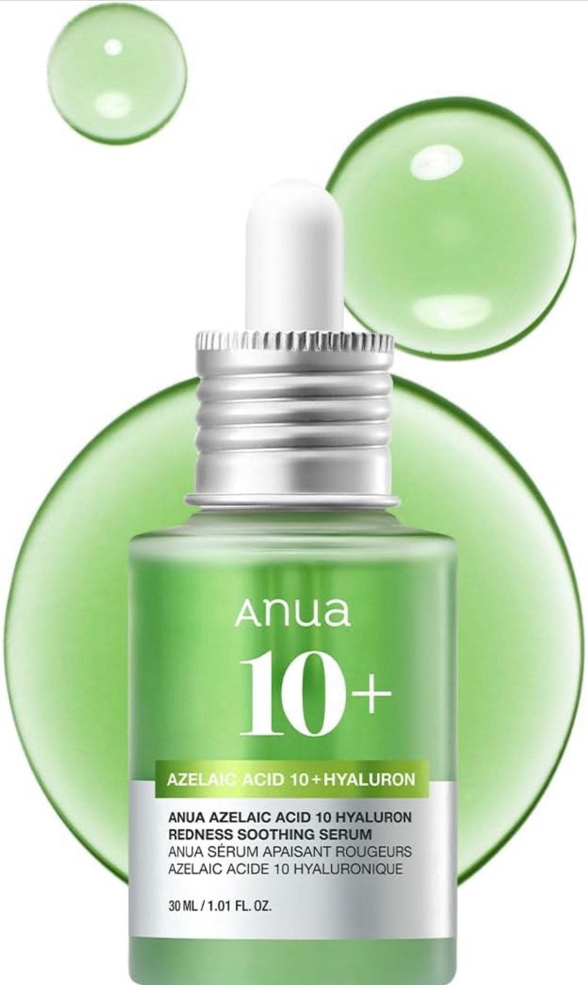 Anua Azelaic Acid 10% & Hyaluron Redness Soothing Serum 30ML – Calming & Hydrating Serum for Sensitive Skin - Korean Beauty KR