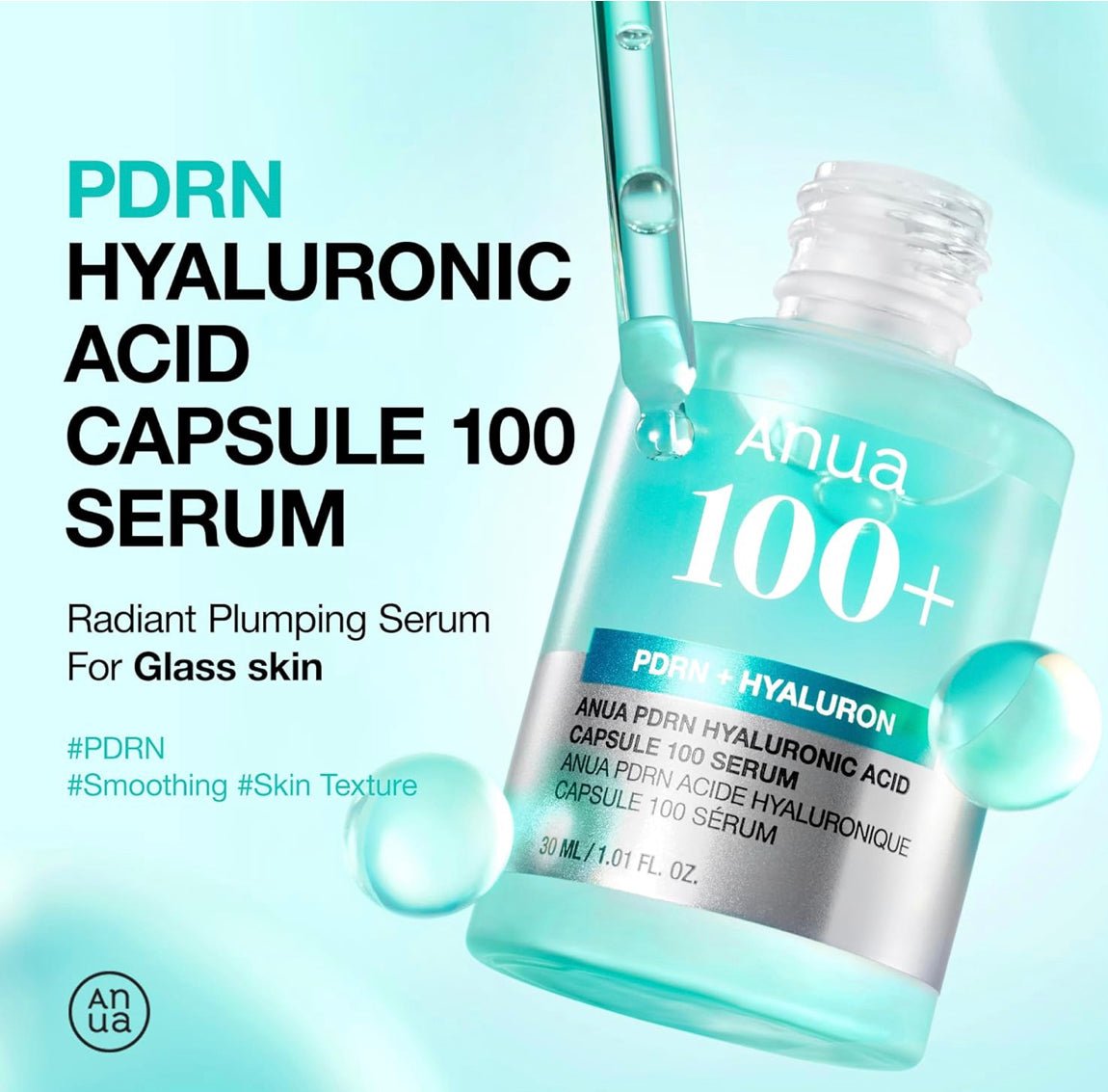 Anua PDRN Hyaluronic Capsule 100 Serum 30ML – Hydrating & Rejuvenating Serum for Youthful, Plump Skin - Korean Beauty KR