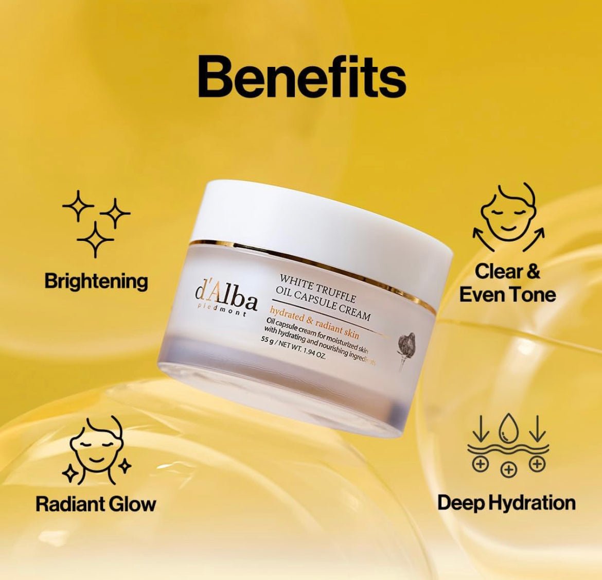 d'Alba White Truffle Oil Capsule Cream 55g – Nourishing & Anti - Aging Cream for Smooth, Radiant Skin - Korean Beauty KR