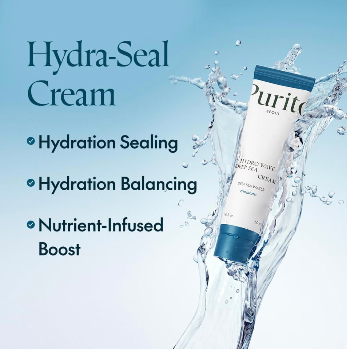 Purito SEOUL Hydro Wave Deep Sea Cream 50ML – Moisturizing & Revitalizing Cream for Hydrated, Smooth Skin - Korean Beauty KR