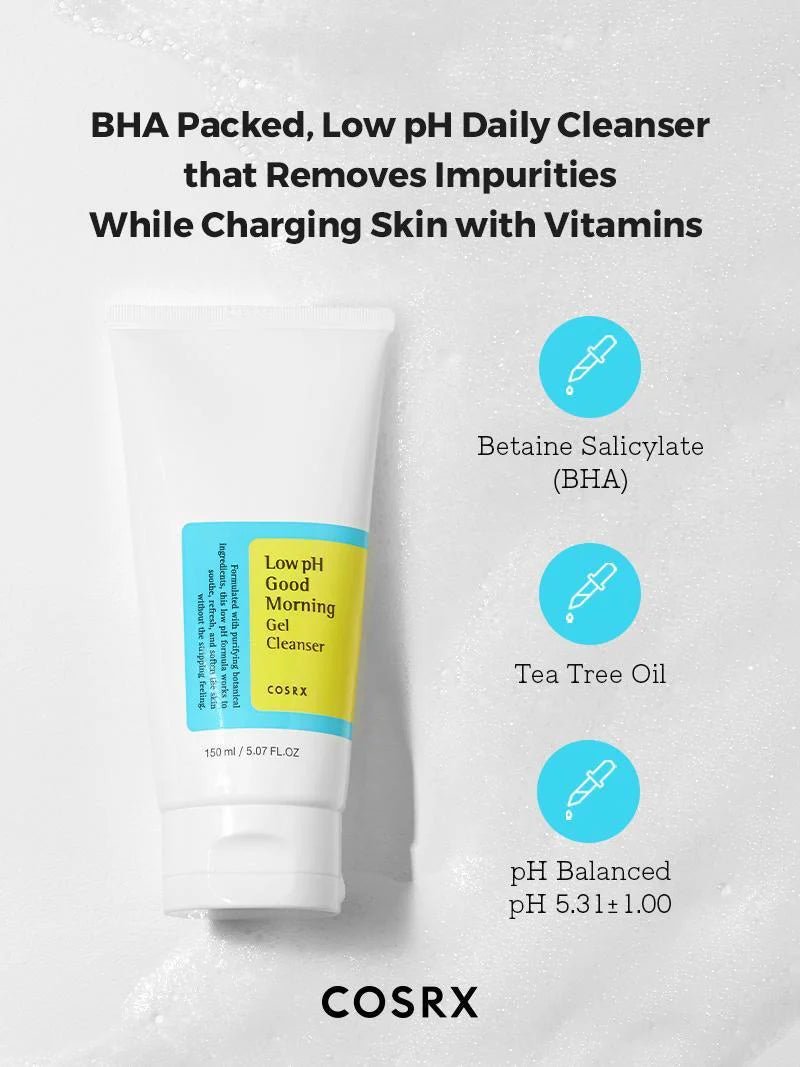 COSRX Low pH Good Morning Gel Cleanser 150ml – Gentle & Refreshing Gel Cleanser for Soft, Clean Skin - Korean Beauty KR