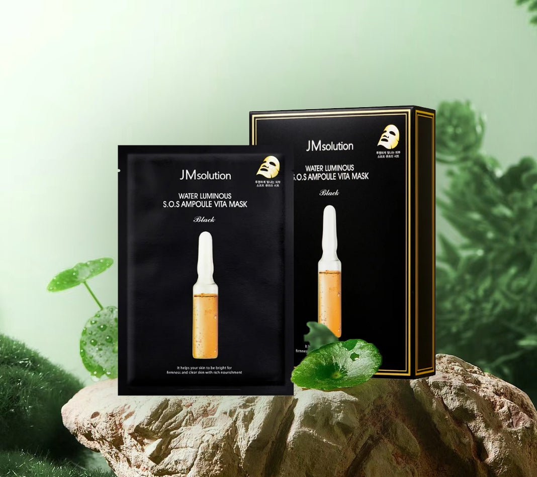 JMSolution Water Luminous S.O.S Ampoule Vita Mask Black – Hydrating & Brightening Mask for Glowing, Revitalized Skin*1 sheet - Korean Beauty KR