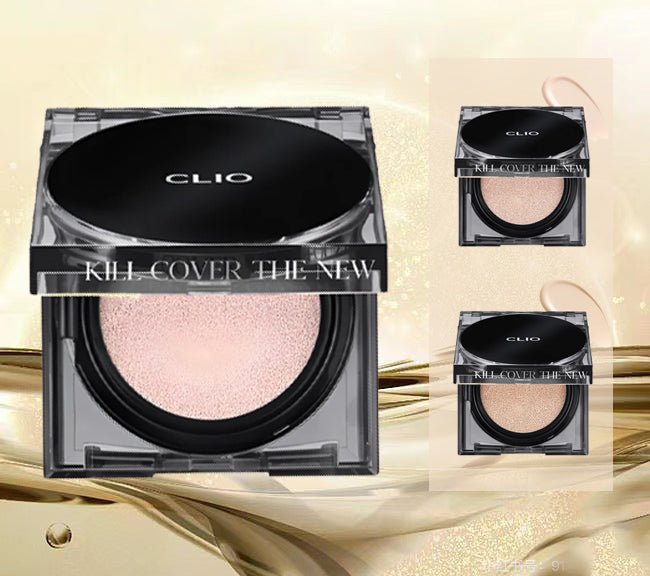CLIO Kill Cover The New Founwear Cushion SPF50+ PA+++ (15gX2) – Full Coverage Cushion Foundation with High Sun Protection for Flawless, Long - Lasting Skin - Korean Beauty KR