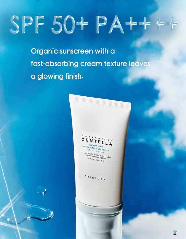 SKIN1004 Madagascar Centella Hyalu - Cica Water - Fit Sun Serum 50ml – Hydrating Sunscreen with Centella & Hyaluronic Acid for Glowing, Protected Skin - Korean Beauty KR