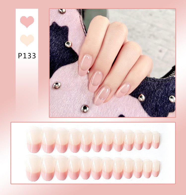 Minimalist Press on Nails Glue on Kit for Women | Nail Glue & Tools Short Square Natural False Nails, Simple Elegant Nude Beige Acrylic Nails for Everyday Wear CQ