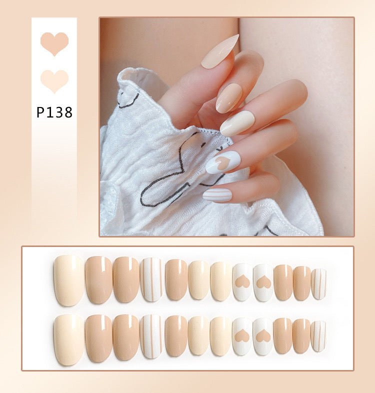 Minimalist Press on Nails Glue on Kit for Women | Nail Glue & Tools Short Square Natural False Nails, Simple Elegant Nude Beige Acrylic Nails for Everyday Wear CQ