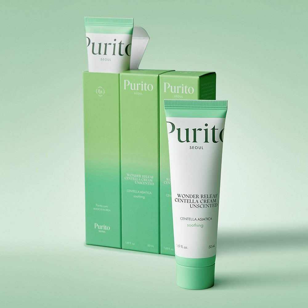 PURITO SEOUL Wonder Releaf Centella Cream Unscented 50ml – Soothing & Hydrating Cream for Sensitive, Irritated Skin - Korean Beauty KR